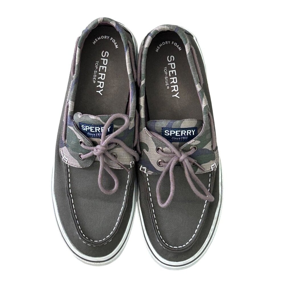 Halyard Sperry Mens Camouflage Memory Foam Boat Shoes Size 10.5 Green